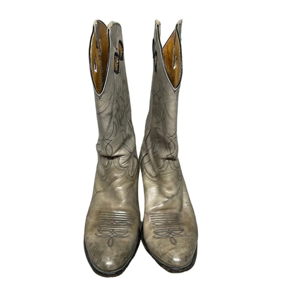 Men's Justin  2551 Stampede Western Cowboy Boot Marbled Gray  Round Toe Size 9D‎
